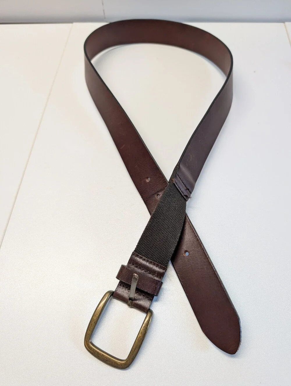 LL Bean Leather 1912 Stretch Jean Belt Size 36 EUC